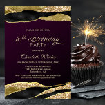 Mulberry Gold Glitter 16th Birthday Party Invitation<br><div class="desc">Invite your friends and loved ones to your 16th birthday party with this modern mulberry and gold birthday party invitation.</div>