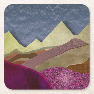 Mulberry Mountains Square Paper Coaster