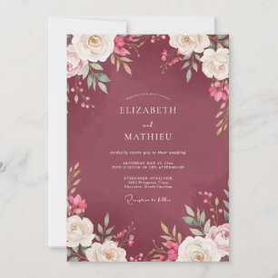 Mulberry Peony Wedding Invitation