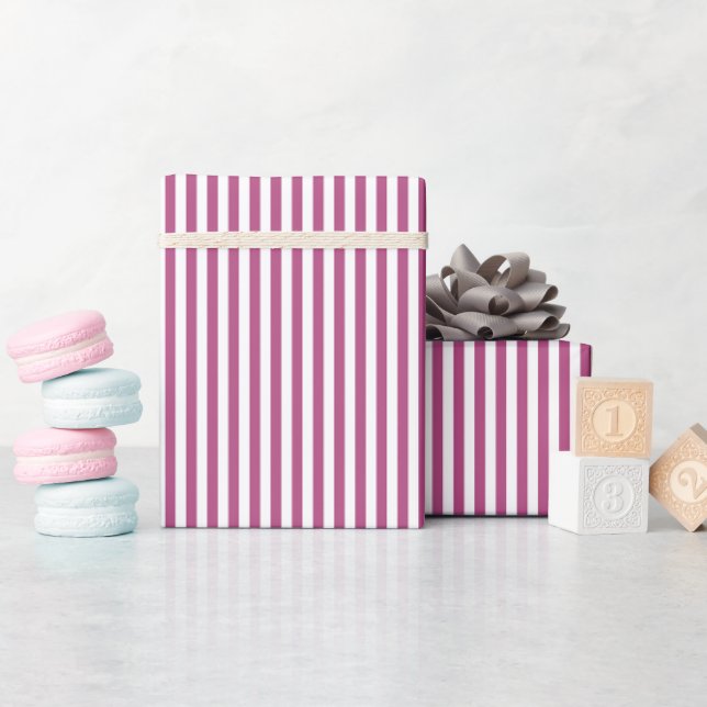 Mulberry Pink & White Stripes Wrapping Paper (Baby Shower)