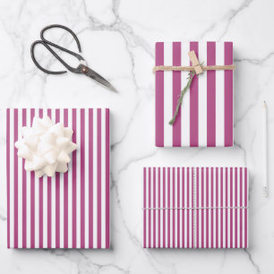 Mulberry Pink & White Stripes Wrapping Paper Sheet