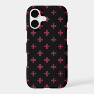 Mulberry polka crosses on black