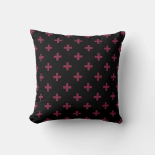 Mulberry polka crosses on black cushion