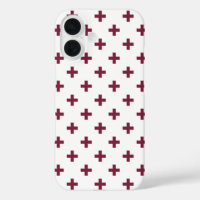 Mulberry polka crosses on white