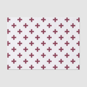 Mulberry polka crosses on white tissue paper