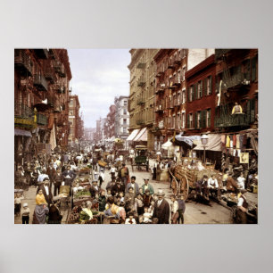 Mulberry Street c1900 USA - Vintage New York Poster