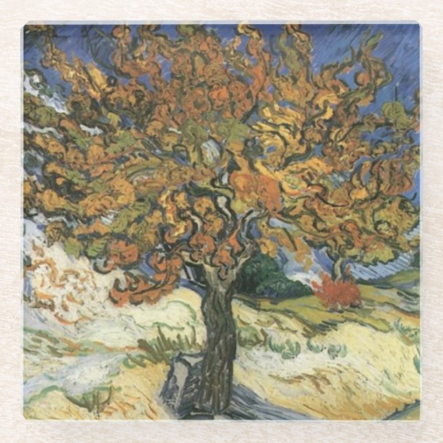 Mulberry Tree by van Gogh Glass Coaster (Front)