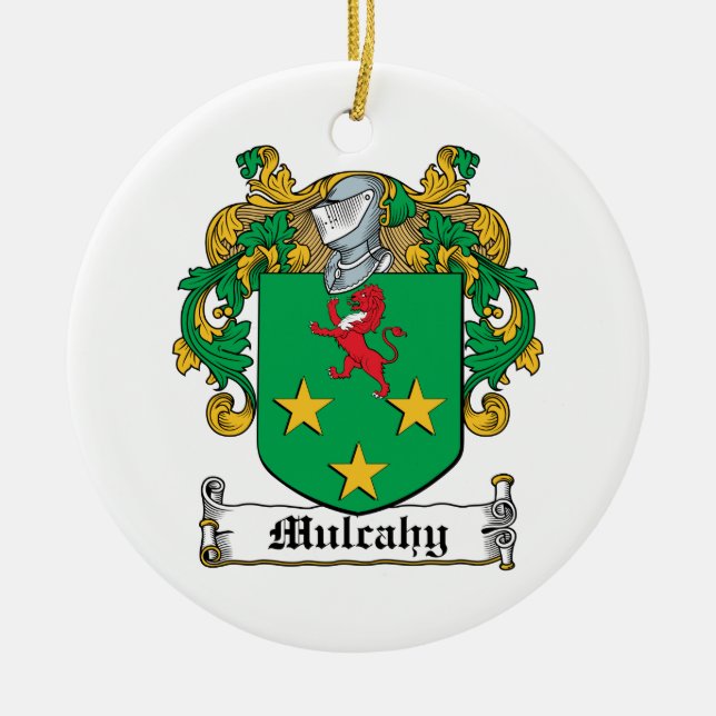 Mulcahy Family Crest Ceramic Tree Decoration (Front)