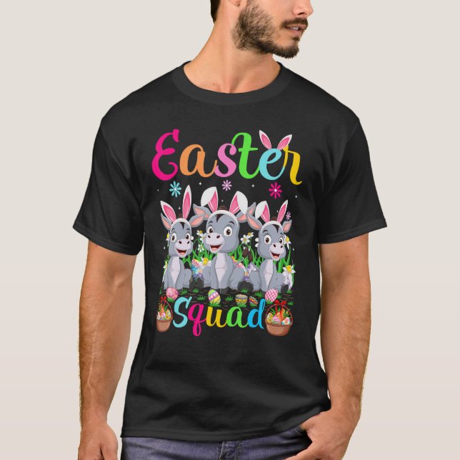 Mule Bunny Ear  Easter Squad Mule Happy Easter T-Shirt (Front)
