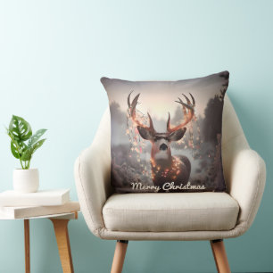Mule Deer and Christmas Lights Cushion