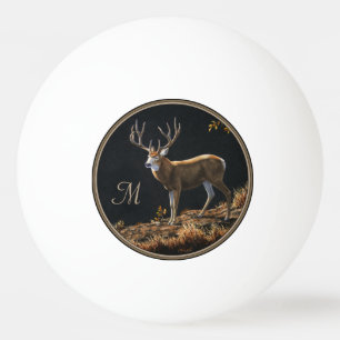 Mule Deer Buck Autumn Trophy Antlers Monogram Ping Pong Ball