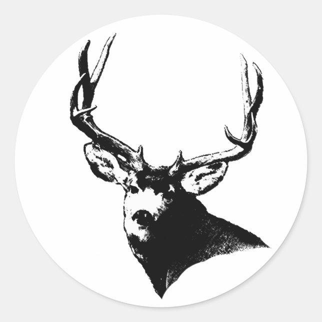 Mule deer buck classic round sticker (Front)