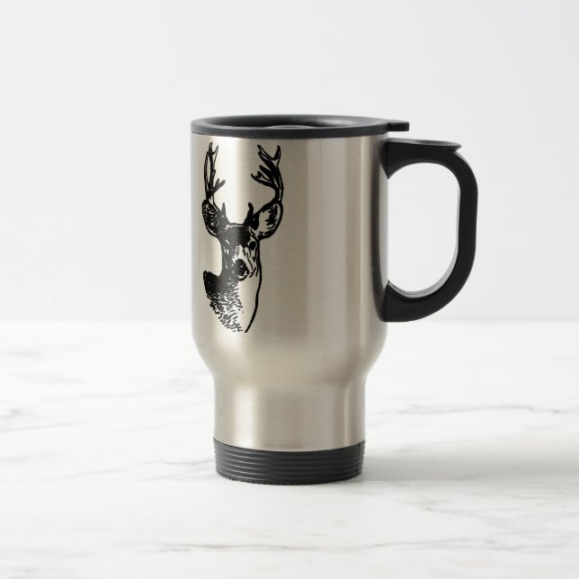 Mule Deer Buck (line art) Travel Mug (Right)