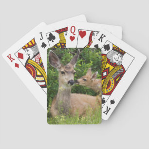 Mule Deer Doe with Fawn 2 Playing Cards