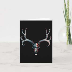 Mule Deer Hunting - American Flag On Buck Skull Card