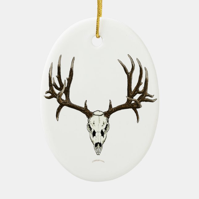 Mule deer skull ceramic tree decoration (Front)