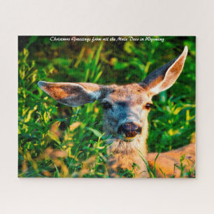 Mule Deer Wyoming .Christmas Greetings Jigsaw Puzzle