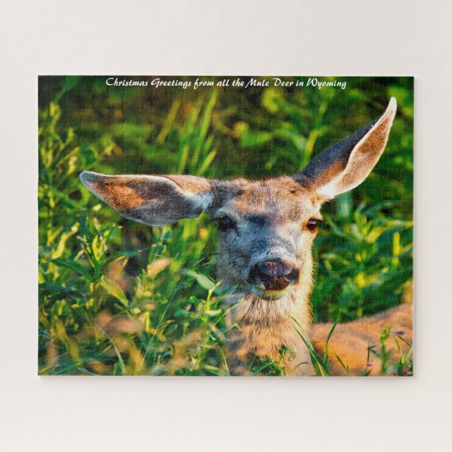 Mule Deer Wyoming .Christmas Greetings Jigsaw Puzzle (Horizontal)