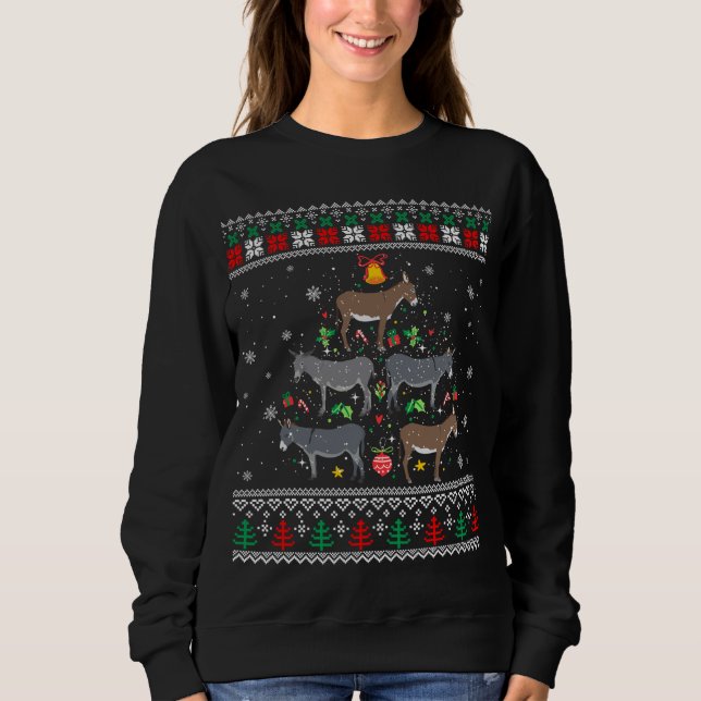 Mule Donkey Christmas Ornament Tree Funny Gift Ugl Sweatshirt (Front)