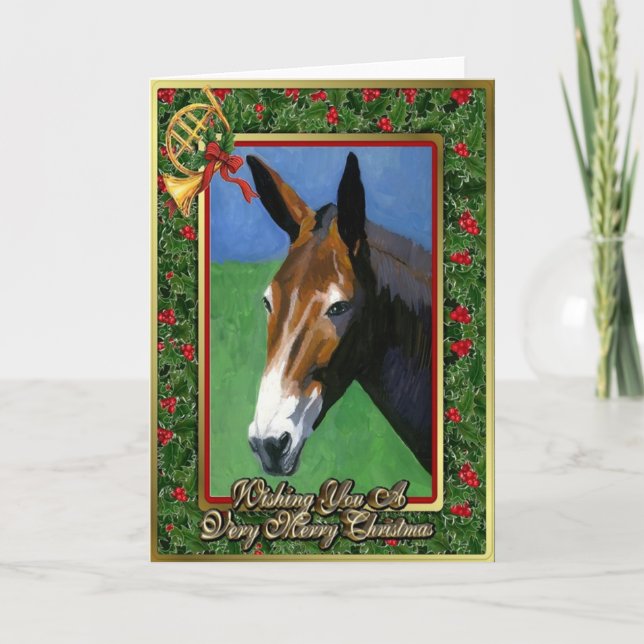 Mule Horse Blank Christmas Card (Front)
