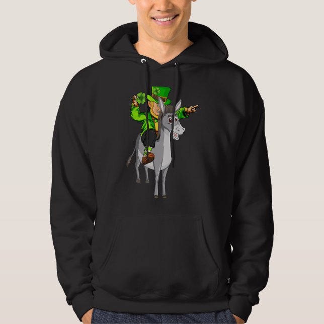 Mule   Leprechaun Riding Mule St Patrick's Day Hoodie (Front)