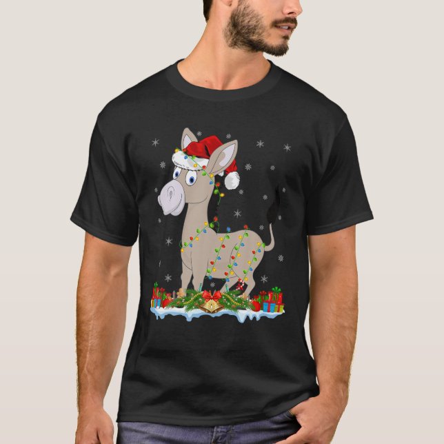 Mule Lover Family Matching Santa Hat Mule Christma T-Shirt (Front)