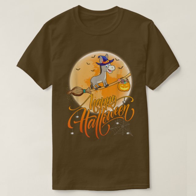 Mule Ride Witch Shot Moon Vintage Mule Halloween  T-Shirt (Design Front)