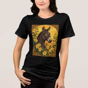 Mule Work Animal Surrounded By Yellow Jasmine  Tri-Blend Shirt
