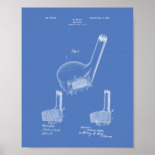 Mules Golf Club 1902 Patent Art - Blueprint Poster