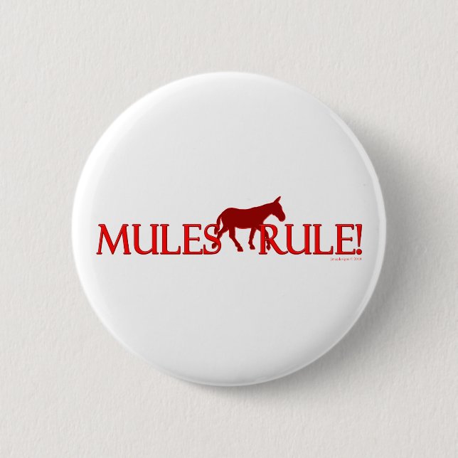 Mules Rule Silhouette 6 Cm Round Badge (Front)
