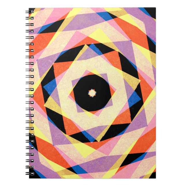 Mulicoloured striped diamond shapes backgroundjagg notebook (Front)