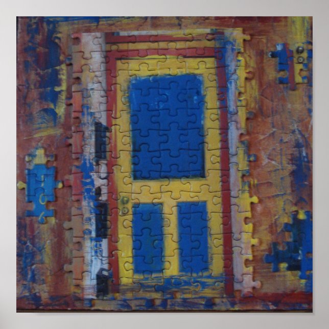 Mulit-Colour Puzzle Door on Canvas Poster (Front)
