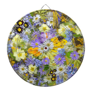 MULITCOLORED FLORAL BACKGROUND PATTERN DARTBOARD