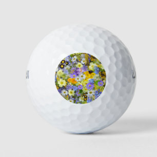 MULITCOLORED FLORAL BACKGROUND PATTERN GOLF BALLS