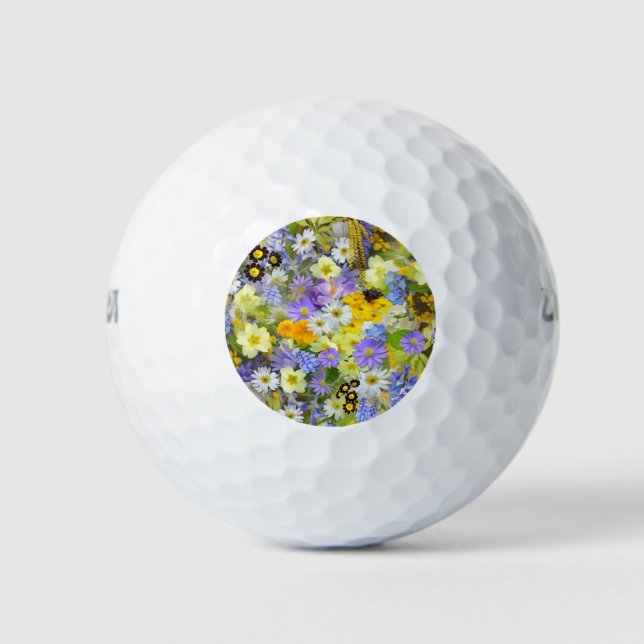 MULITCOLORED FLORAL BACKGROUND PATTERN GOLF BALLS (Front)