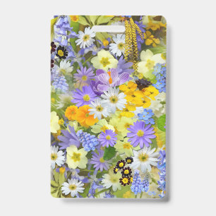 MULITCOLORED FLORAL BACKGROUND PATTERN ID BADGE