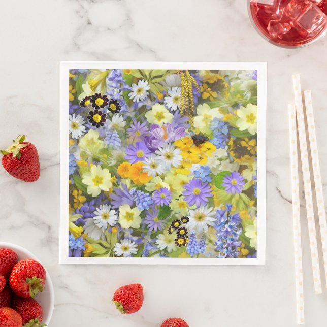 MULITCOLORED FLORAL BACKGROUND PATTERN NAPKIN (Insitu)