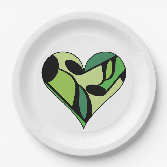 Mulitcolored Music Note Heart Pattern Paper Plate (Front)