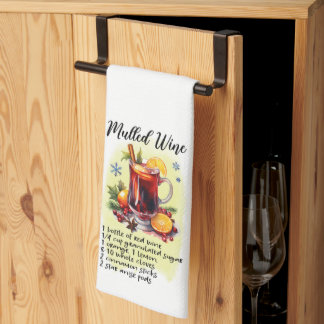 Mulled Wine Cocktail Recipe Christmas Holiday Tea Towel