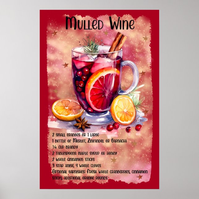 Mulled wine recipe Christmas party bar Poster (Front)