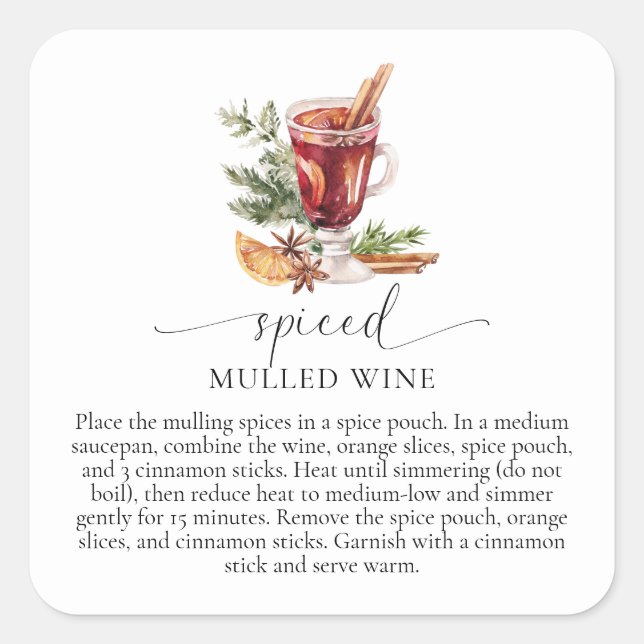 Mulled Wine Recipe Kit Christmas Square Sticker (Front)