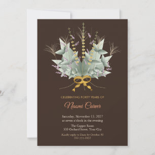 Mullein Bouquet Boho 40th Birthday Invitation