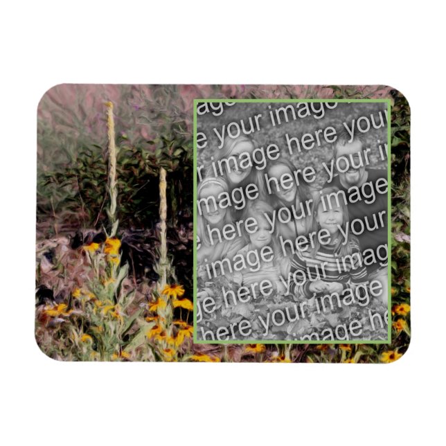 Mulleins Black Eyed Susan Flowers Add Your Photo Magnet (Horizontal)