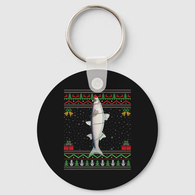 Mullet Fish Lover Matching Ugly Mullet Christmas T Key Ring (Front)
