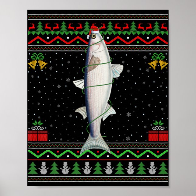 Mullet Fish Lover Matching Ugly Mullet Christmas T Poster (Front)