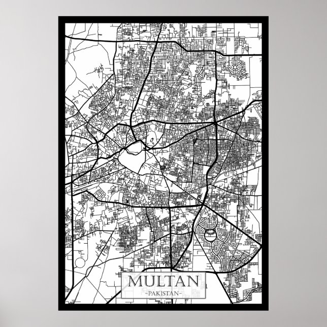 Multan Pakistan City Map Poster (Front)