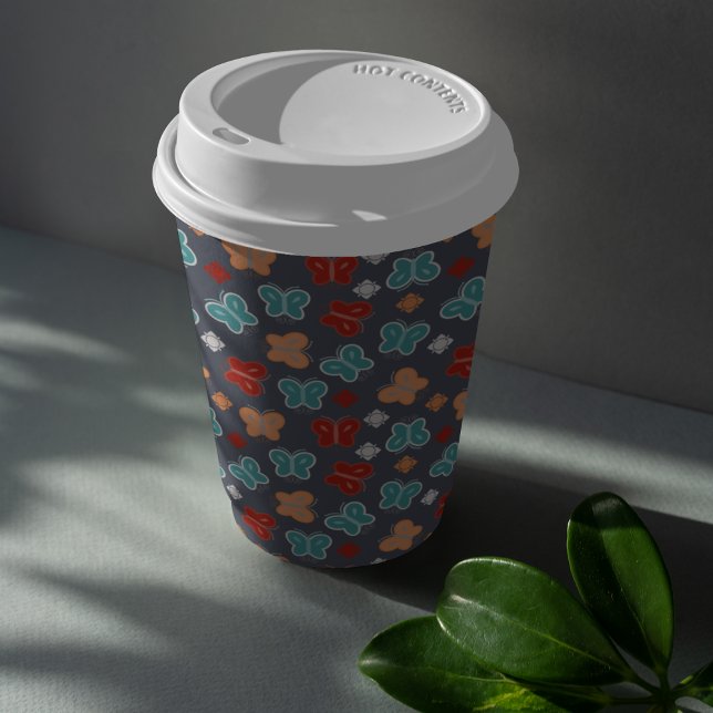 Multcolor Butterfly Cartoon Paper Cups (multicolor butterflies cartoon kids,adult party stationery, birthday party use and throw paper cups)