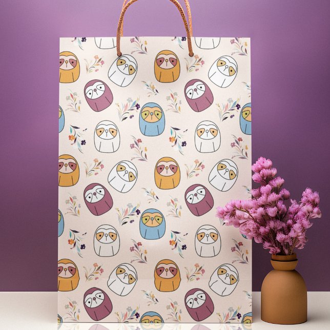 Multcolor Sleepy Sloth Cartoon Large Gift Bag (gift bag, birthday surprise gift bag, teddy bear gift bag, wine gift bag, travel bag, use and throw )