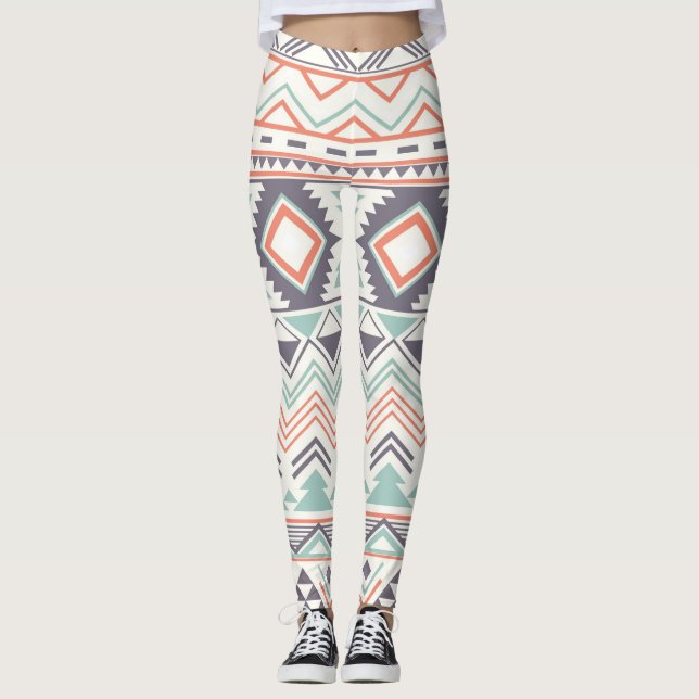 Multi Aztec Pastel Women Leggings (Front)
