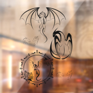 Multi Black and White Bold Dragon Outlines